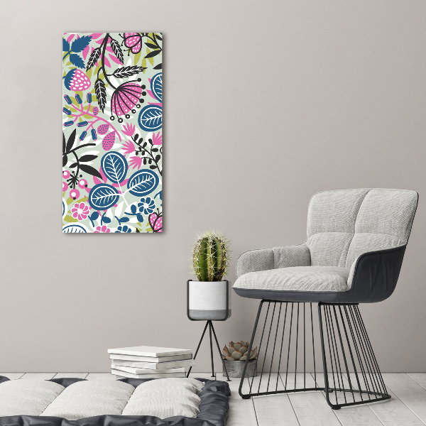 Cuadro de metacrilato moderno efecto cristal vertical Flores