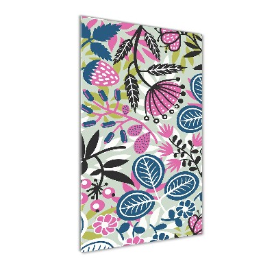 Cuadro de metacrilato moderno efecto cristal vertical Flores