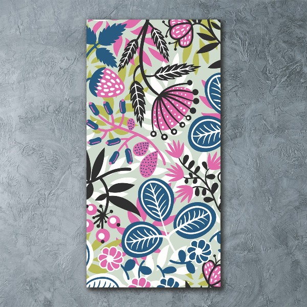 Cuadro de metacrilato moderno efecto cristal vertical Flores