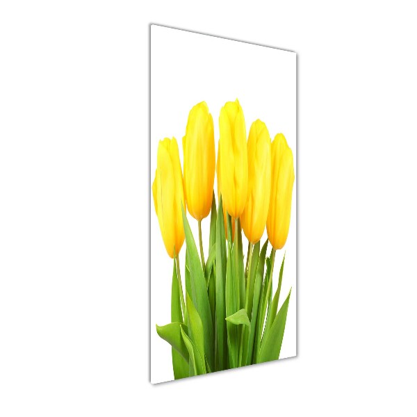 Impresión en metacrilato de alta calidad vertical tulipanes amarillos