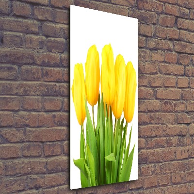 Impresión en metacrilato de alta calidad vertical tulipanes amarillos