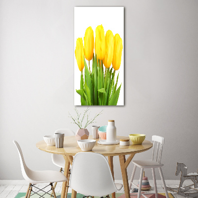 Impresión en metacrilato de alta calidad vertical tulipanes amarillos