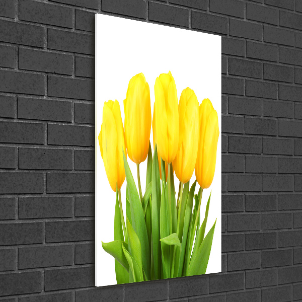 Impresión en metacrilato de alta calidad vertical tulipanes amarillos