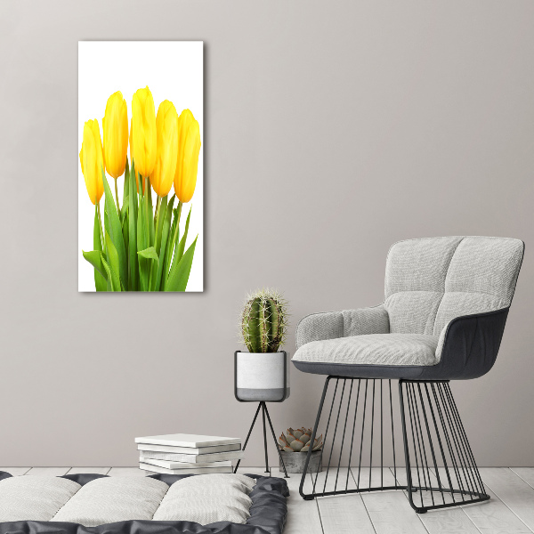 Impresión en metacrilato de alta calidad vertical tulipanes amarillos