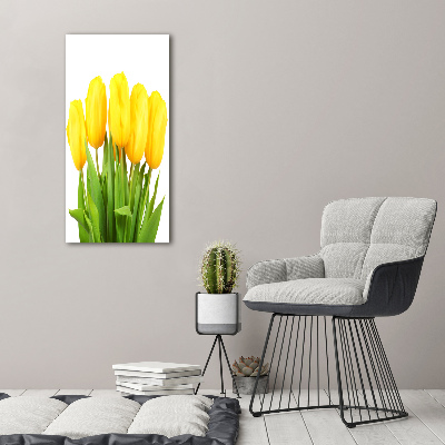 Impresión en metacrilato de alta calidad vertical tulipanes amarillos
