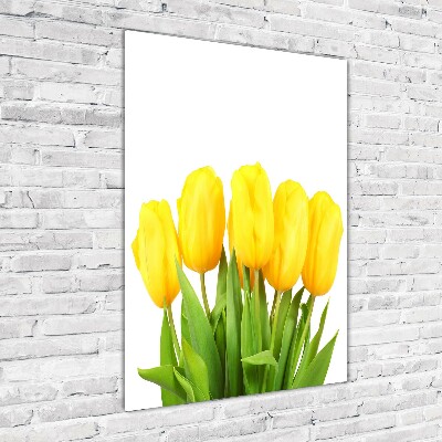 Impresión en metacrilato de alta calidad vertical tulipanes amarillos