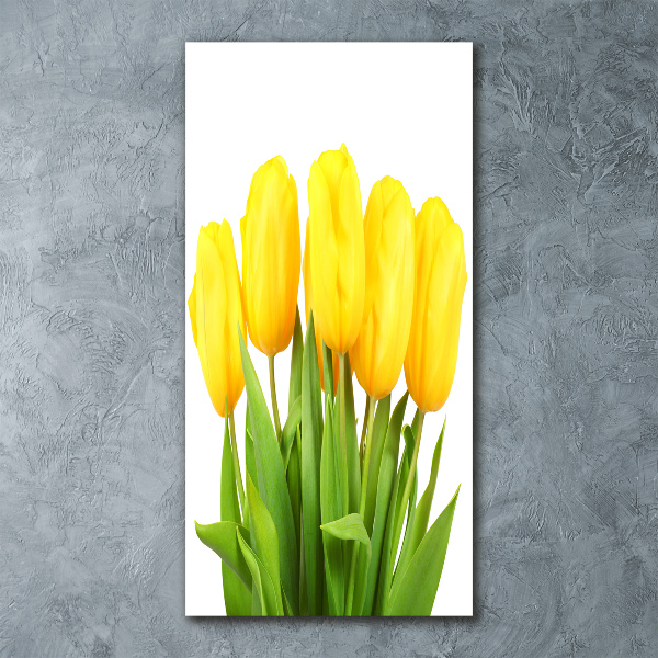 Impresión en metacrilato de alta calidad vertical tulipanes amarillos
