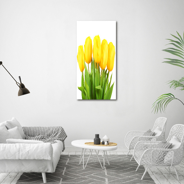 Impresión en metacrilato de alta calidad vertical tulipanes amarillos