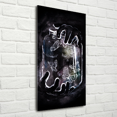 Cuadro de metacrilato vertical Mariposas en un frasco