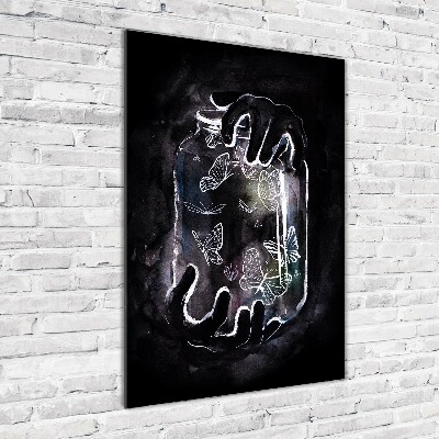 Cuadro de metacrilato vertical Mariposas en un frasco