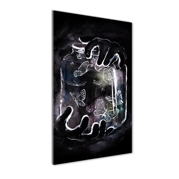 Cuadro de metacrilato vertical Mariposas en un frasco