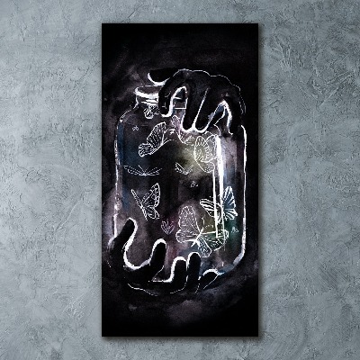 Cuadro de metacrilato vertical Mariposas en un frasco