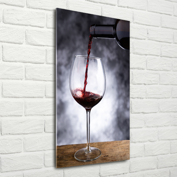 Cuadro de metacrilato moderno efecto cristal vertical Vino tinto
