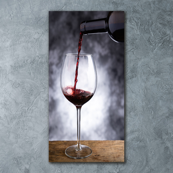 Cuadro de metacrilato moderno efecto cristal vertical Vino tinto