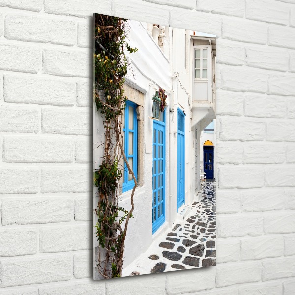 Cuadro de metacrilato moderno efecto cristal vertical calles griegas