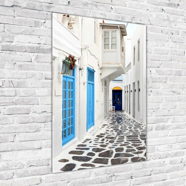 Cuadro de metacrilato moderno efecto cristal vertical calles griegas
