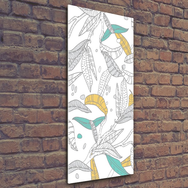 Cuadro de metacrilato moderno efecto cristal vertical Hojas coloridas