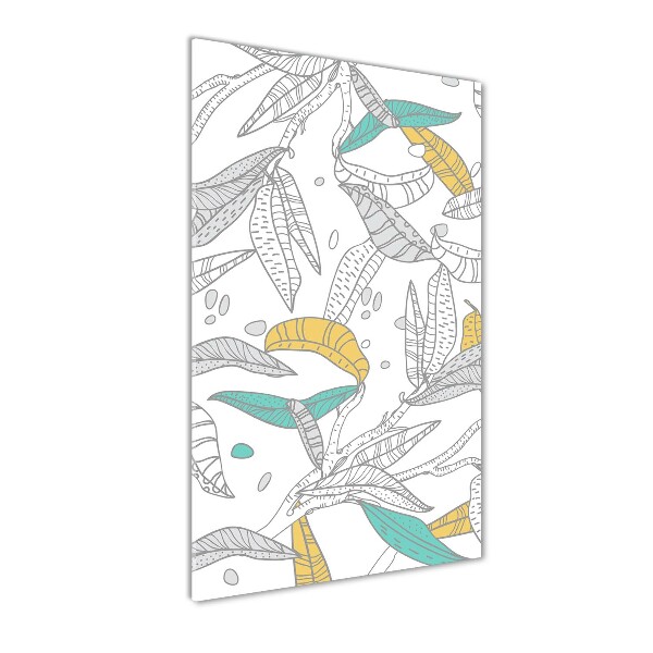 Cuadro de metacrilato moderno efecto cristal vertical Hojas coloridas