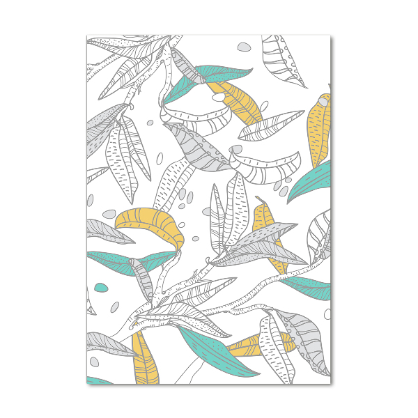 Cuadro de metacrilato moderno efecto cristal vertical Hojas coloridas