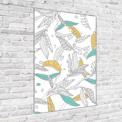 Cuadro de metacrilato moderno efecto cristal vertical Hojas coloridas