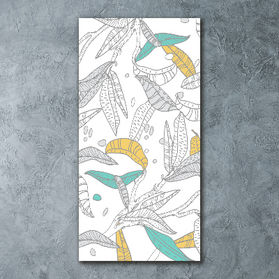 Cuadro de metacrilato moderno efecto cristal vertical Hojas coloridas