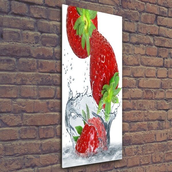 Cuadro decorativo en acrílico brillante vertical fresas