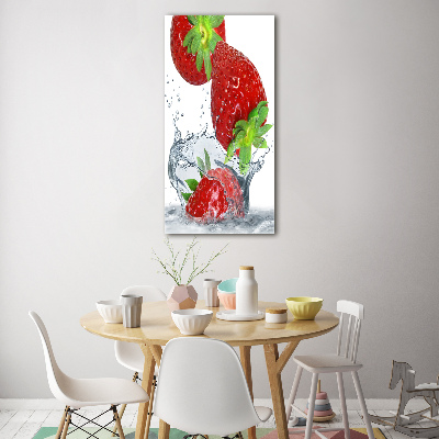 Cuadro decorativo en acrílico brillante vertical fresas