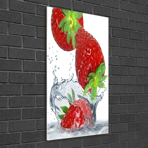 Cuadro decorativo en acrílico brillante vertical fresas