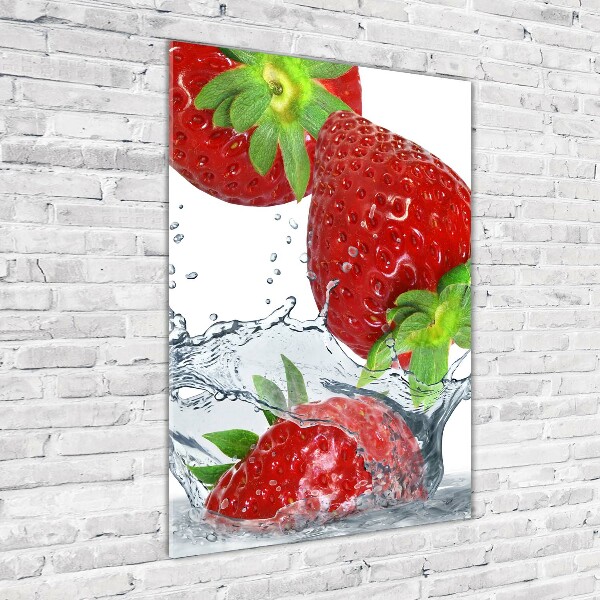 Cuadro decorativo en acrílico brillante vertical fresas