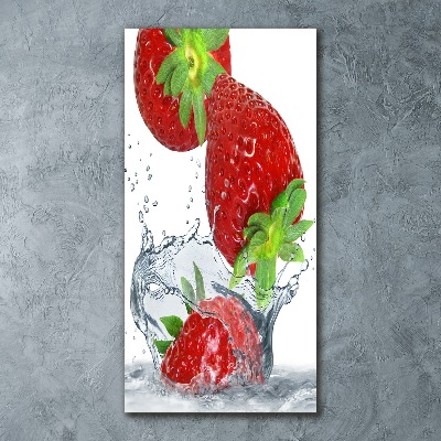 Cuadro decorativo en acrílico brillante vertical fresas