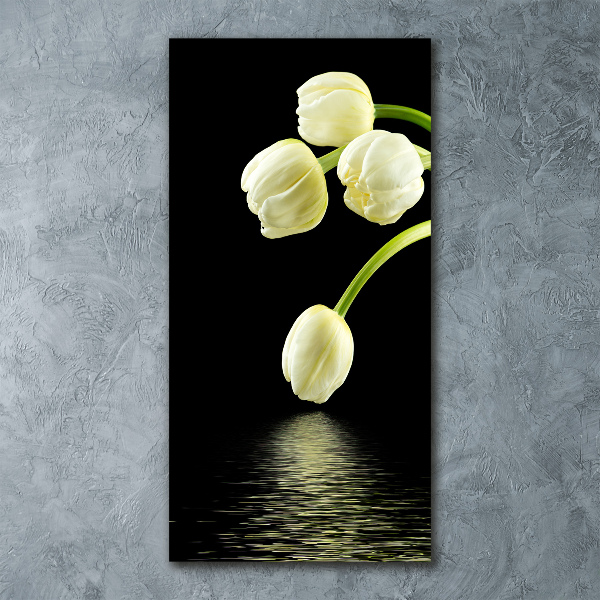 Impresión en metacrilato de alta calidad vertical tulipanes blancos