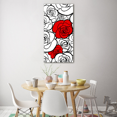 Cuadro decorativo en acrílico brillante vertical Rosas