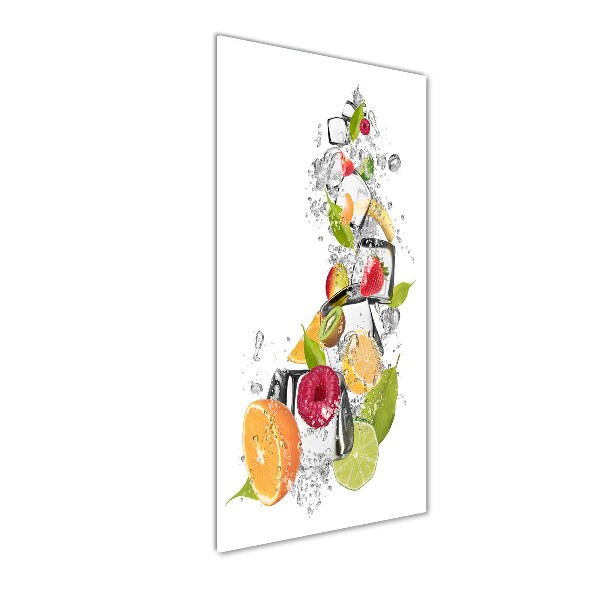 Cuadro decorativo en acrílico brillante vertical Fruta y hielo