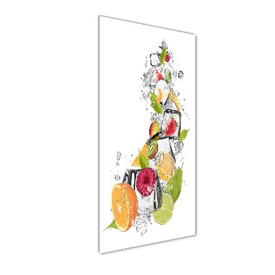 Cuadro decorativo en acrílico brillante vertical Fruta y hielo