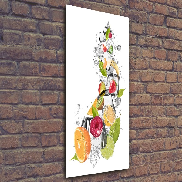 Cuadro decorativo en acrílico brillante vertical Fruta y hielo