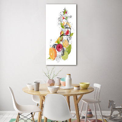 Cuadro decorativo en acrílico brillante vertical Fruta y hielo