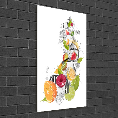 Cuadro decorativo en acrílico brillante vertical Fruta y hielo