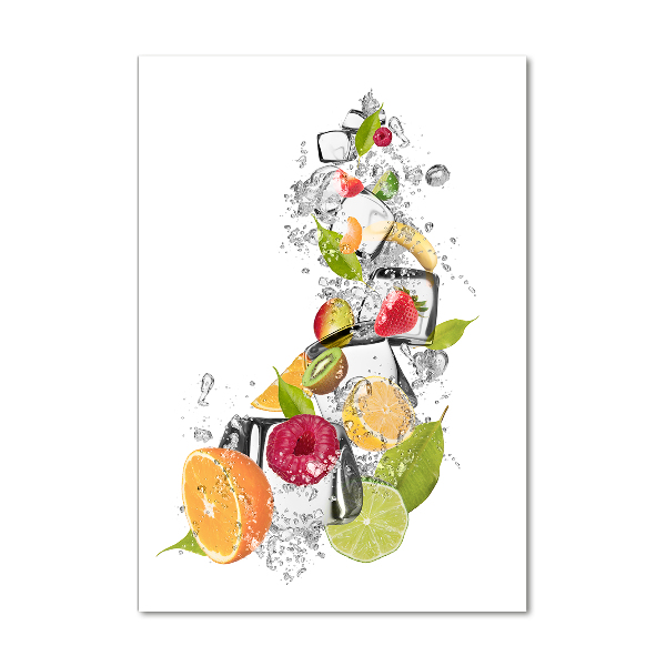 Cuadro decorativo en acrílico brillante vertical Fruta y hielo