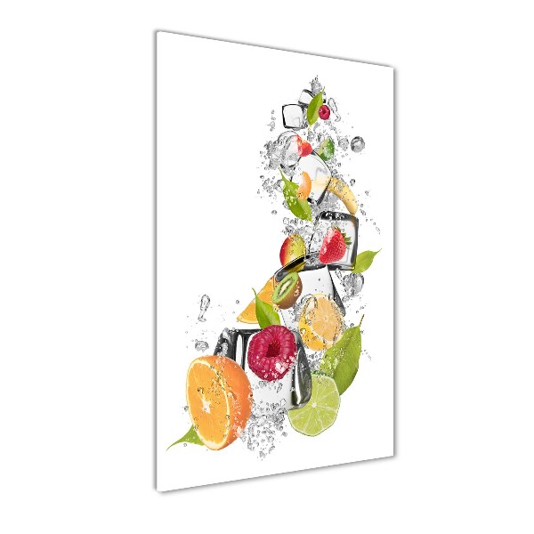 Cuadro decorativo en acrílico brillante vertical Fruta y hielo