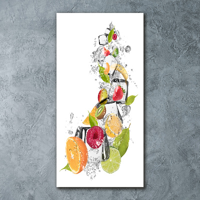 Cuadro decorativo en acrílico brillante vertical Fruta y hielo