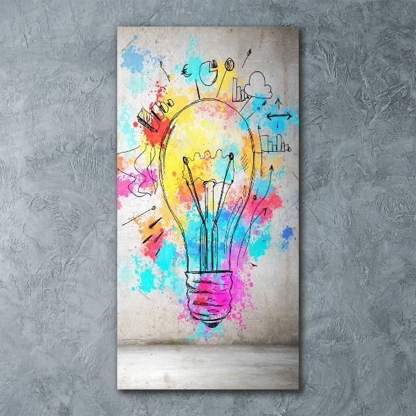 Cuadro de metacrilato moderno efecto cristal vertical Bombilla de colores