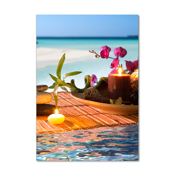 Impresión en metacrilato de alta calidad vertical Orquídea y bambú