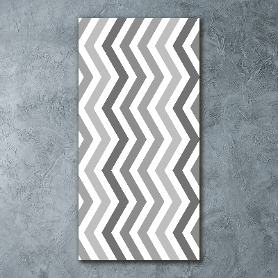 Cuadro de metacrilato moderno efecto cristal vertical Zigzags grises
