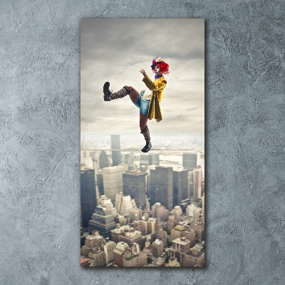 Impresión en metacrilato de alta calidad vertical Payaso en la cuerda floja