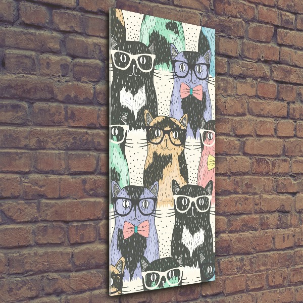 Cuadro decorativo en acrílico brillante vertical Gatos con gafas