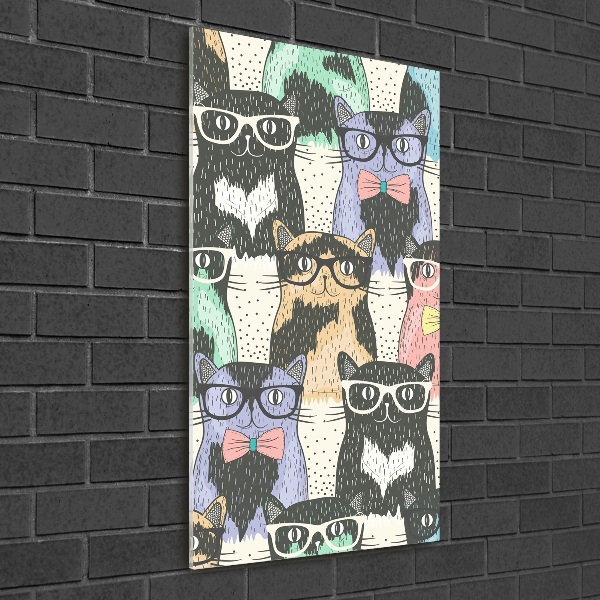 Cuadro decorativo en acrílico brillante vertical Gatos con gafas