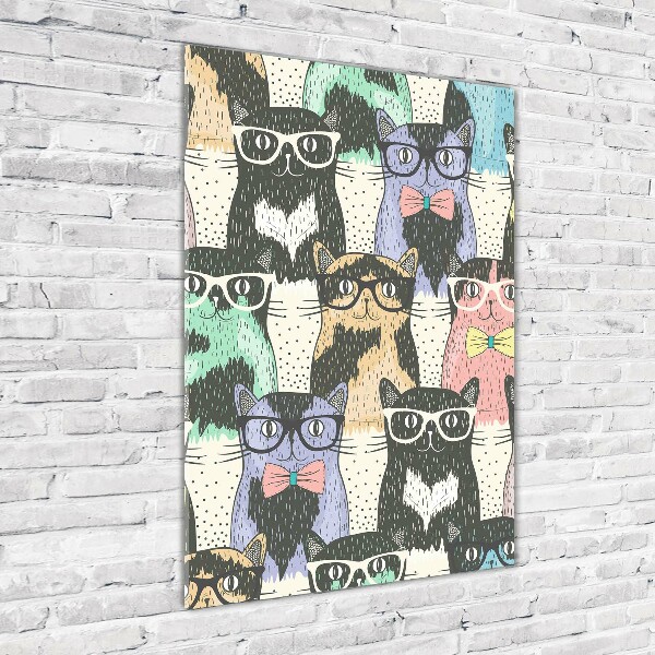 Cuadro decorativo en acrílico brillante vertical Gatos con gafas