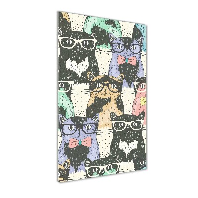 Cuadro decorativo en acrílico brillante vertical Gatos con gafas