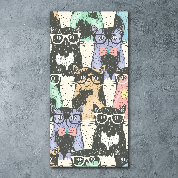Cuadro decorativo en acrílico brillante vertical Gatos con gafas