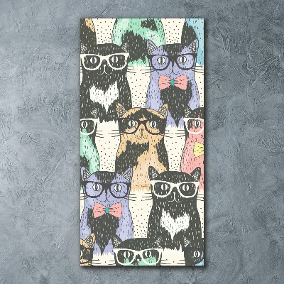 Cuadro decorativo en acrílico brillante vertical Gatos con gafas